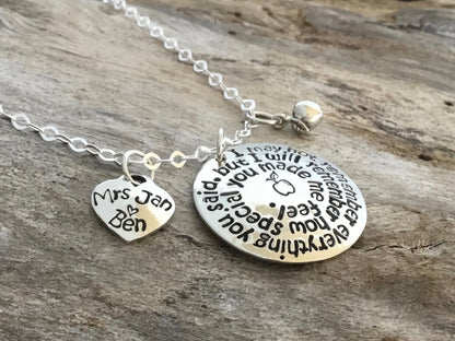 sterling silver teacher necklace 