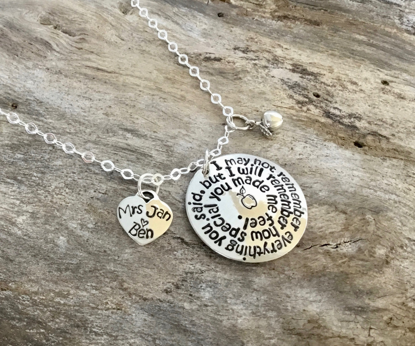 sterling silver teacher necklace 