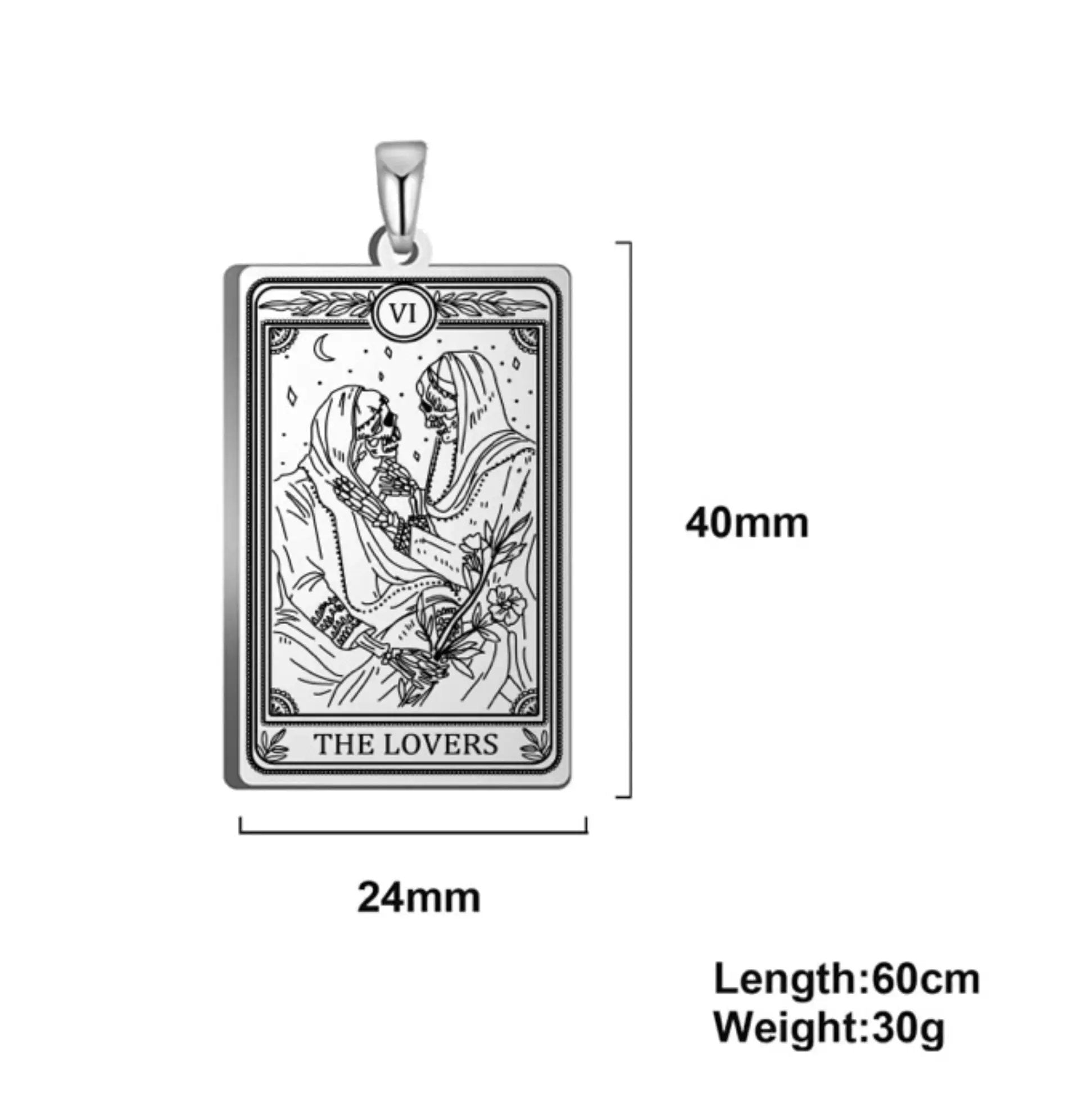 strength tarot card necklace pendant - silver tarot