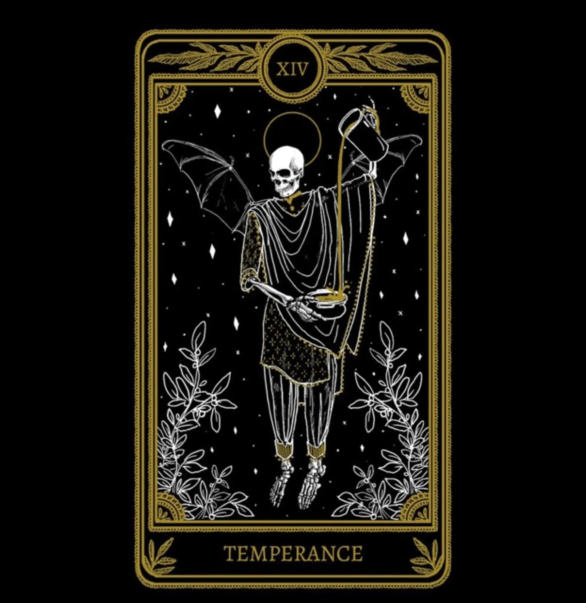 temperance tarot card necklace pendant - silver tarot