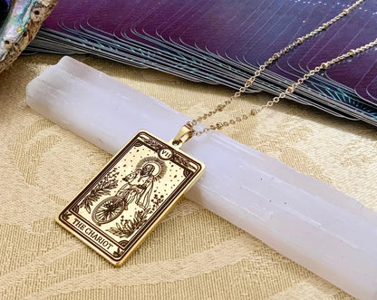 chariot tarot card necklace