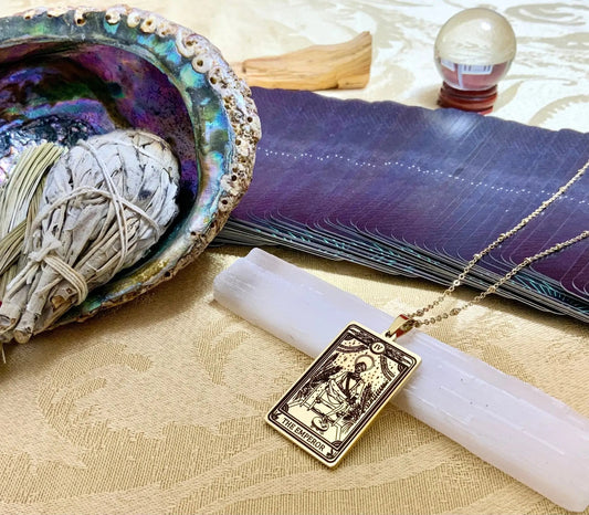 emperor tarot card necklace pendant - gold tarot