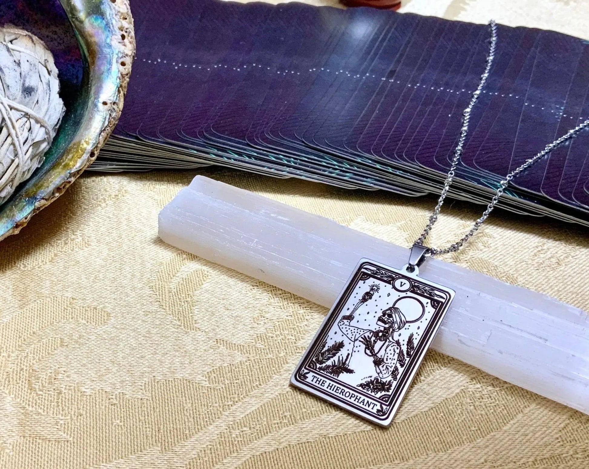 Hierophant Tarot Card Necklace